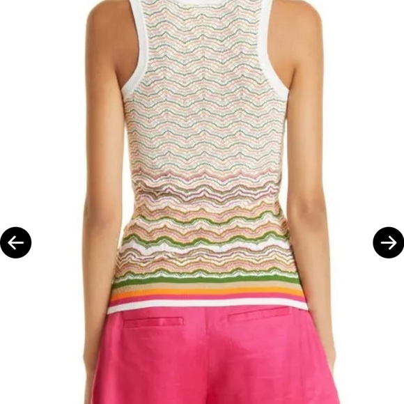 Veronica Beard Nabella Stripe Pointelle Sweater Tan - Picture 2 of 6